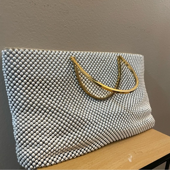 Vintage 80s ‘Bags By Marlo’ Ivory Bubble Chainmail Handbag w Gold Handles - EUC - Picture 7 of 16